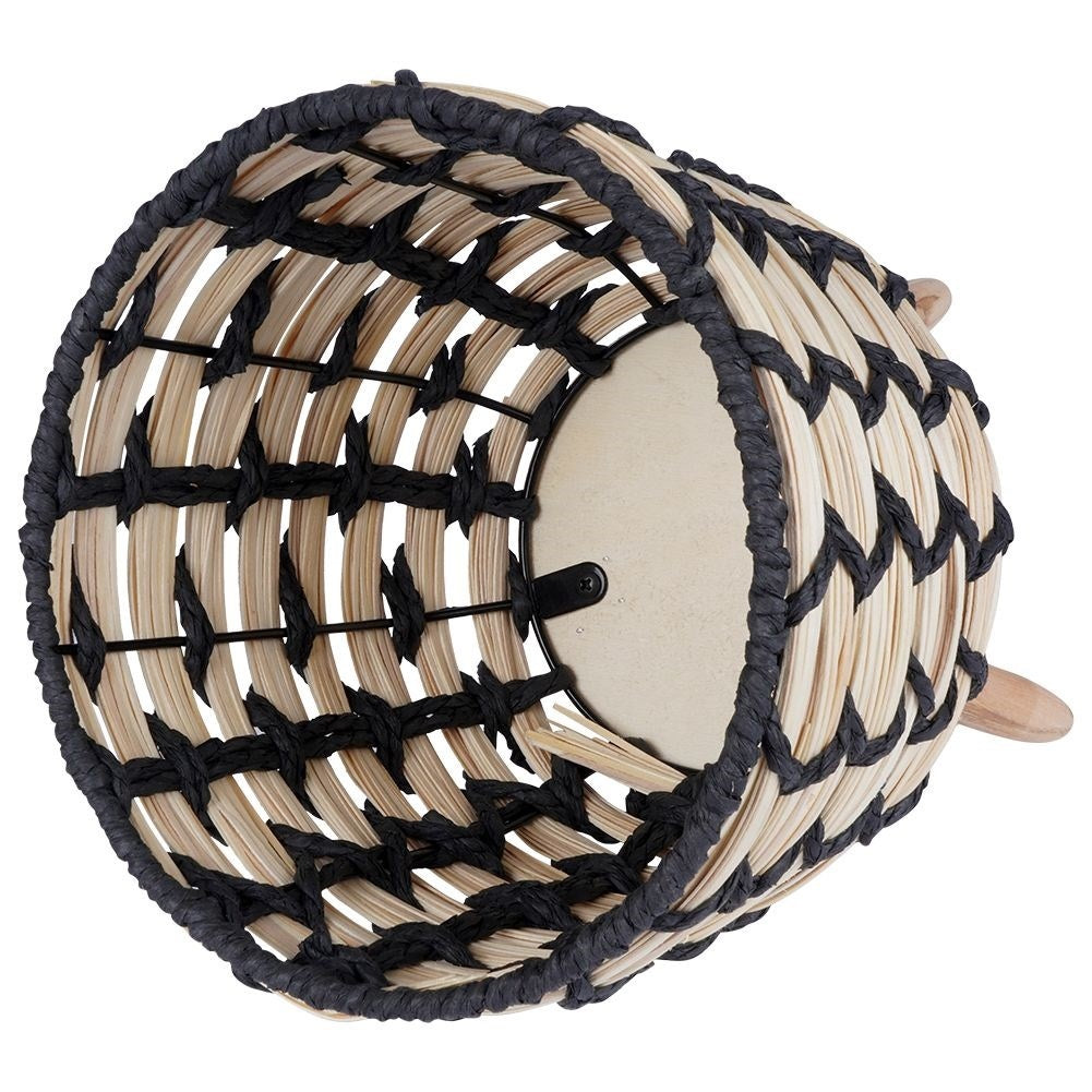 Beautiful flower pot in braided wooden design with sturdy wooden legs
