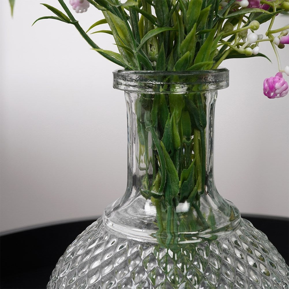 Beautiful glass vase with impressive patterns for flowers and decoration