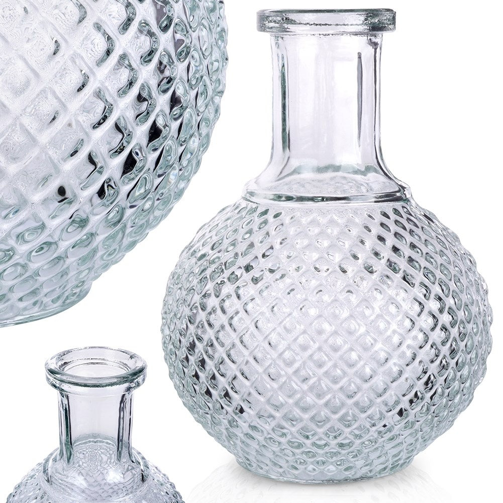 Beautiful glass vase with impressive patterns for flowers and decoration