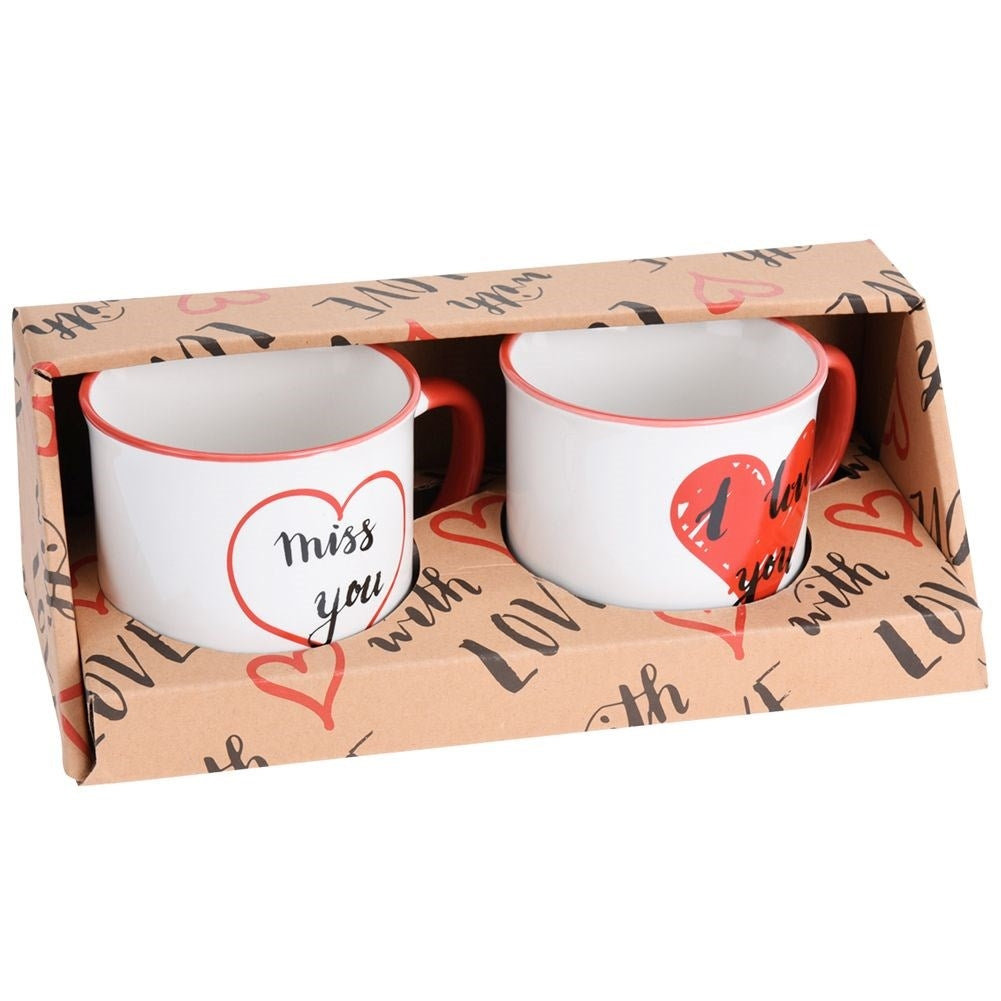 Beautiful mugs with decor in a gift box, 2-pack