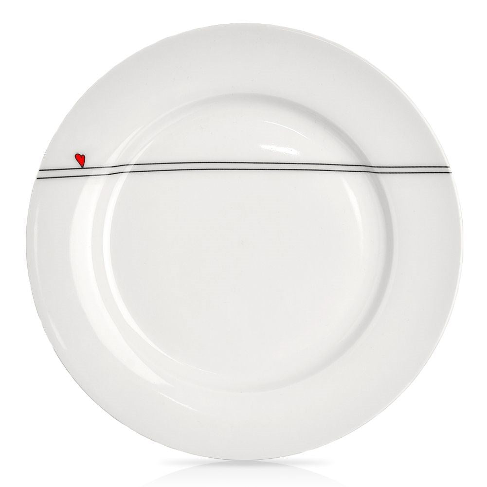 Beautiful white porcelain tableware with a heart motif, dishwasher safe