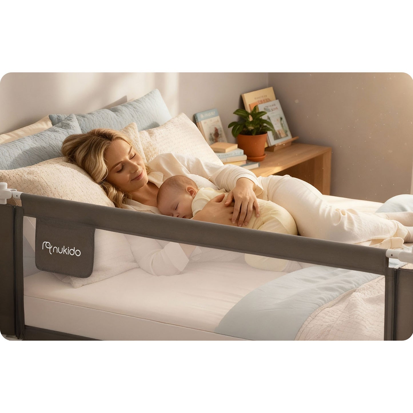 Bed Rail Guard with Safety Lock, 160 cm, Grey