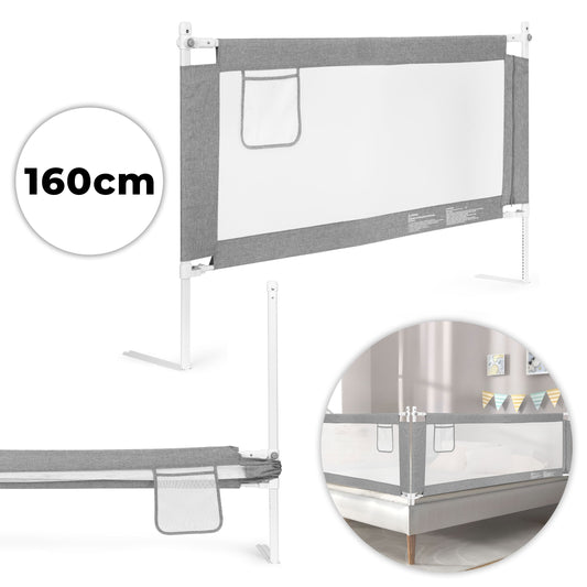 Bed Safety Rail 160 cm with Adjustable Height and Pocket