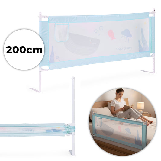 Bed Safety Rail 200 cm, Adjustable Height, Steel Frame