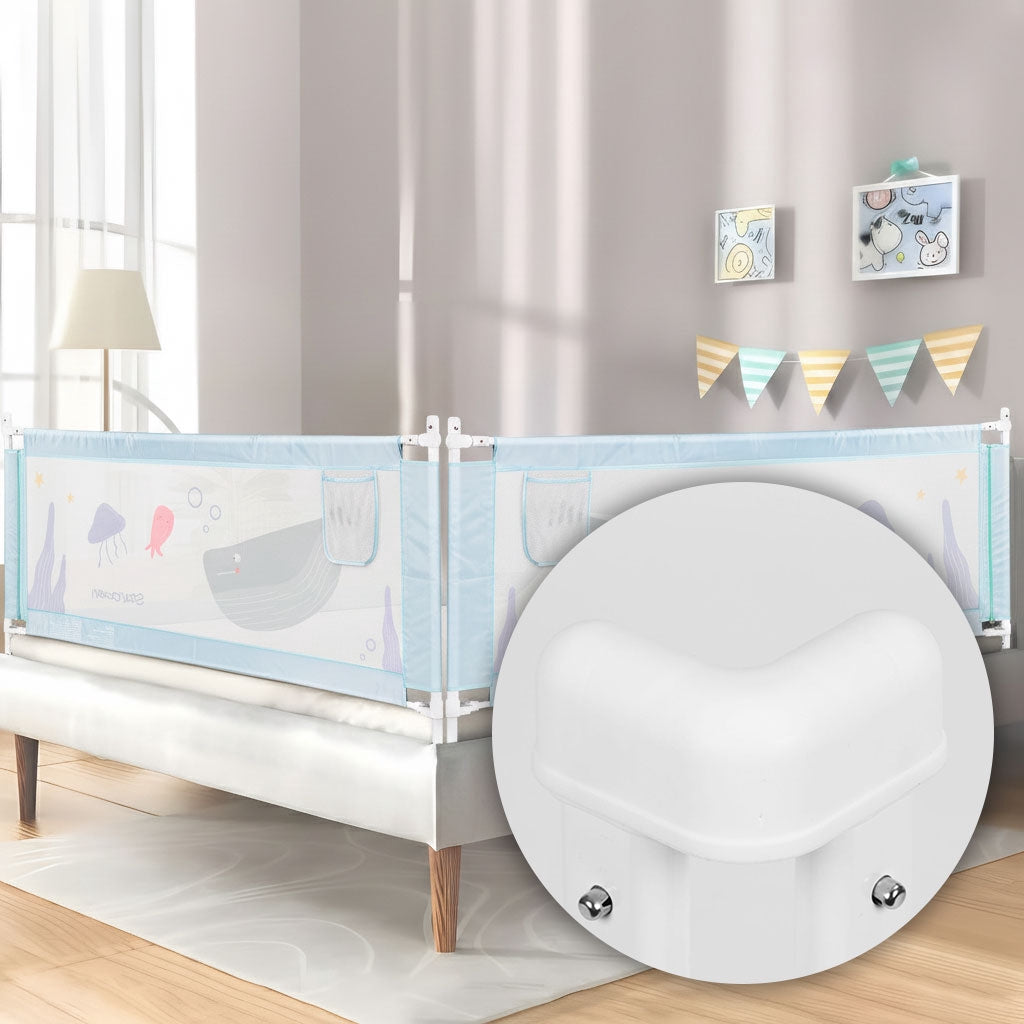 Bed Safety Rail 200 cm, Adjustable Height, Steel Frame