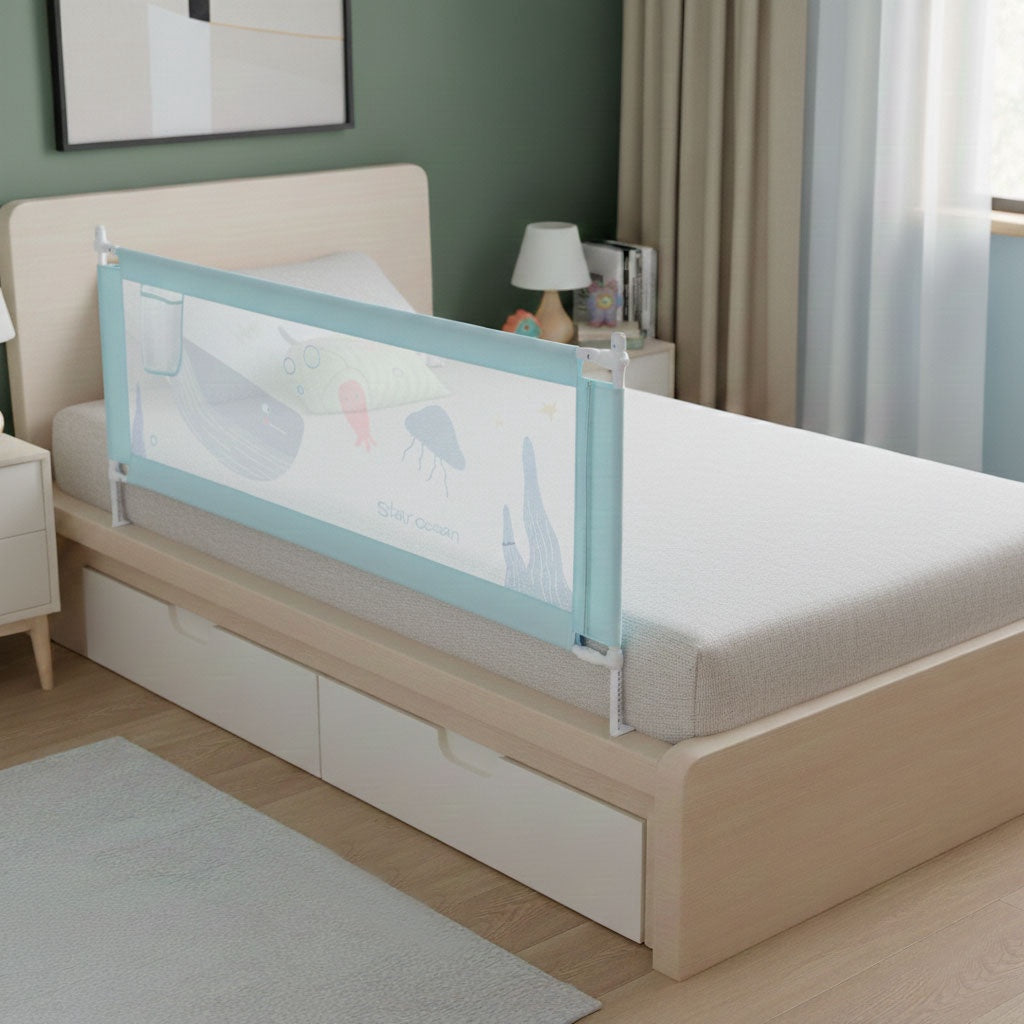 Bed Safety Rail 200 cm, Adjustable Height, Steel Frame