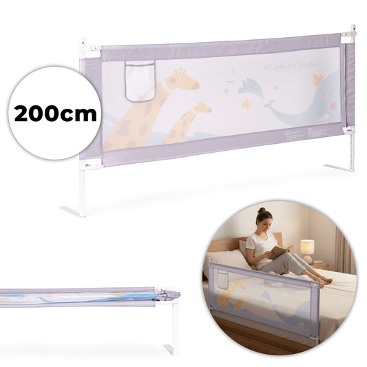 Bed Safety Rail 200 cm with Adjustable Height and Pocket