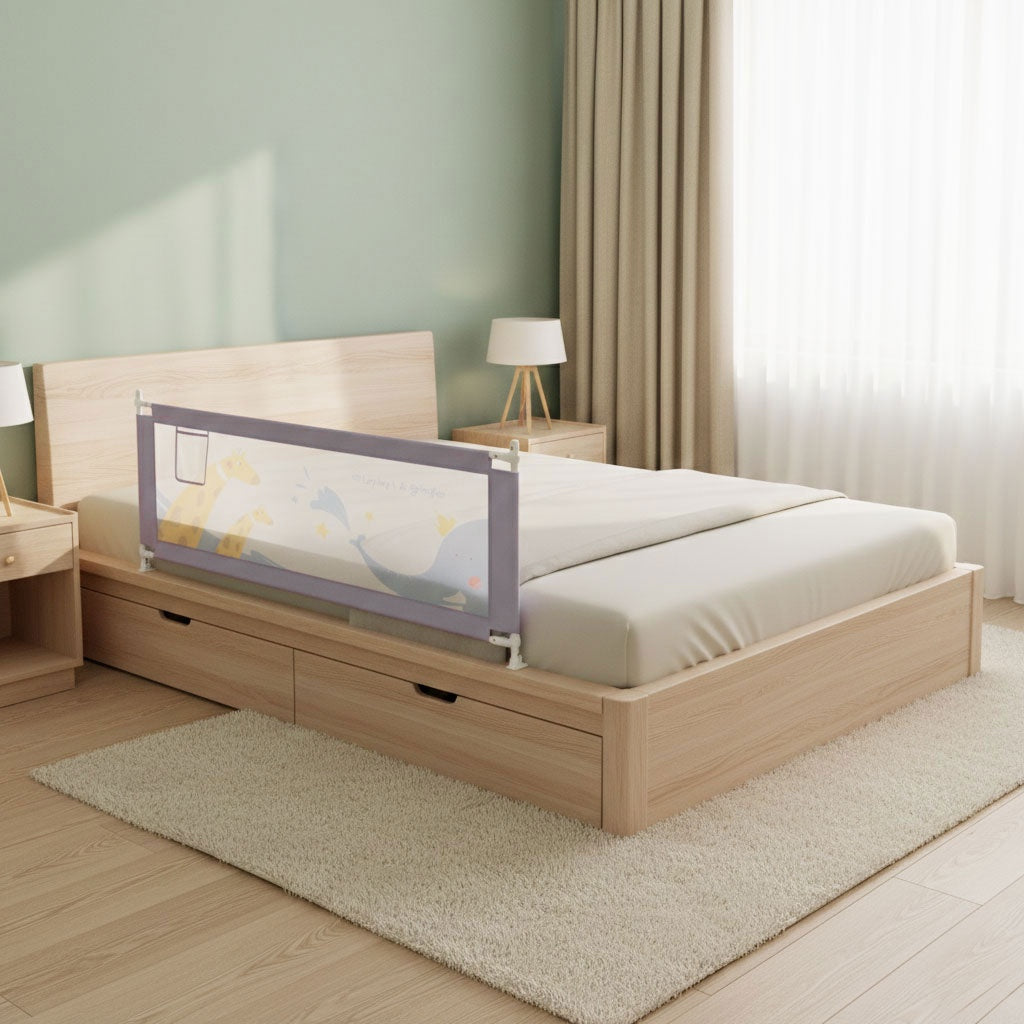 Bed Safety Rail 200 cm with Adjustable Height and Pocket