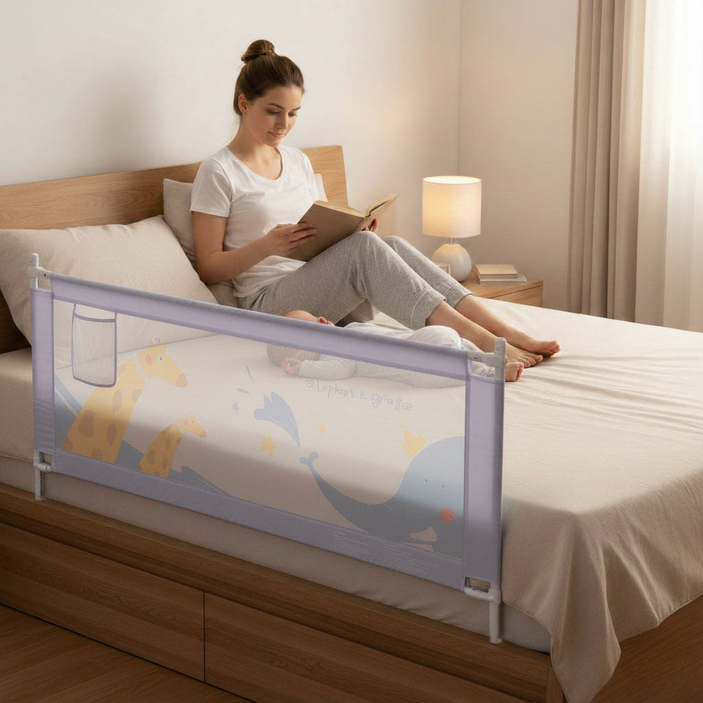 Bed Safety Rail 200 cm with Adjustable Height and Pocket