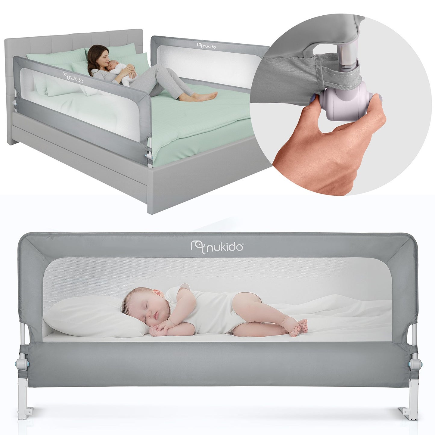 Bed Safety Rail Guard, 180 cm, Gray, Easy Install