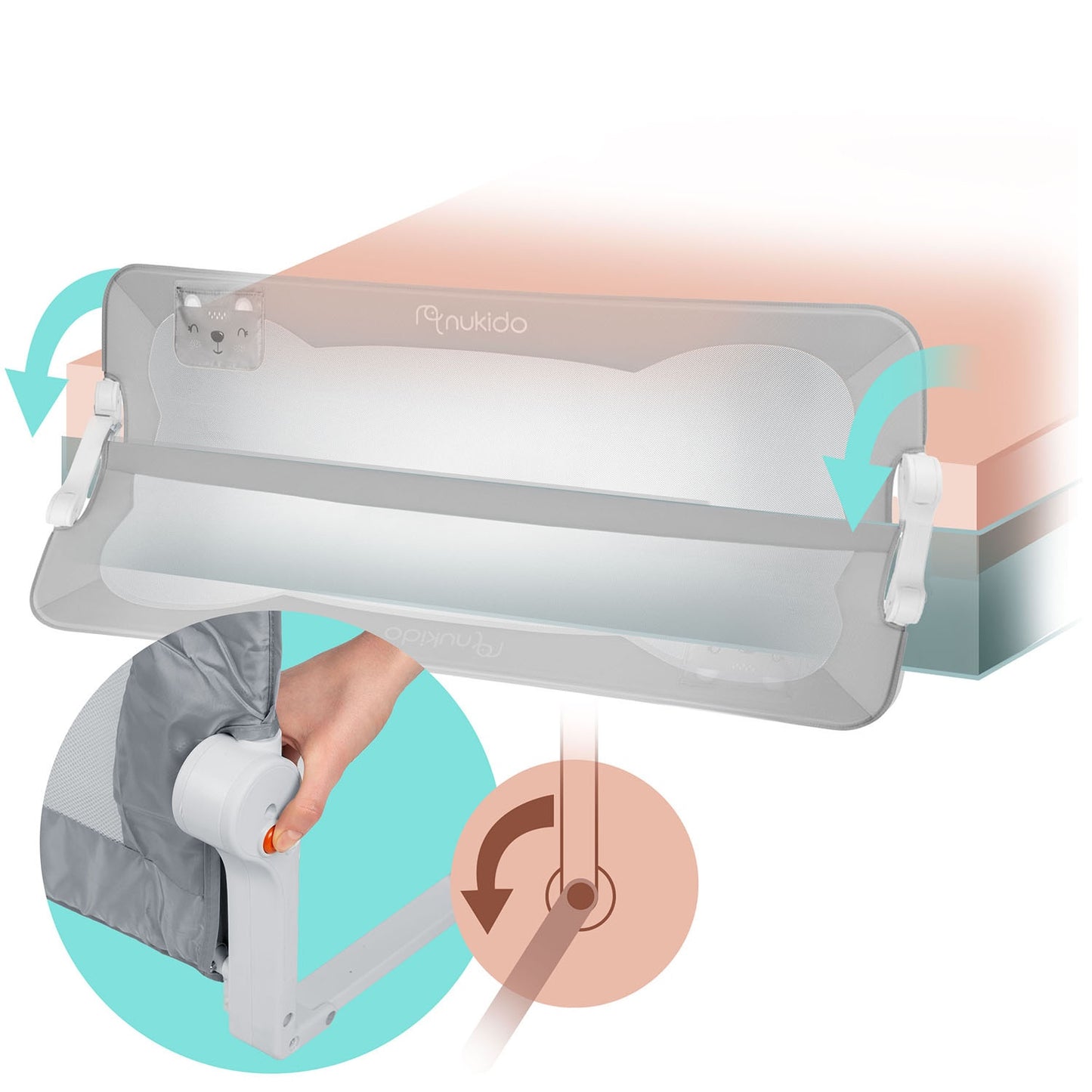 Bed Safety Rail Guard, 200 cm, Gray, Easy Install