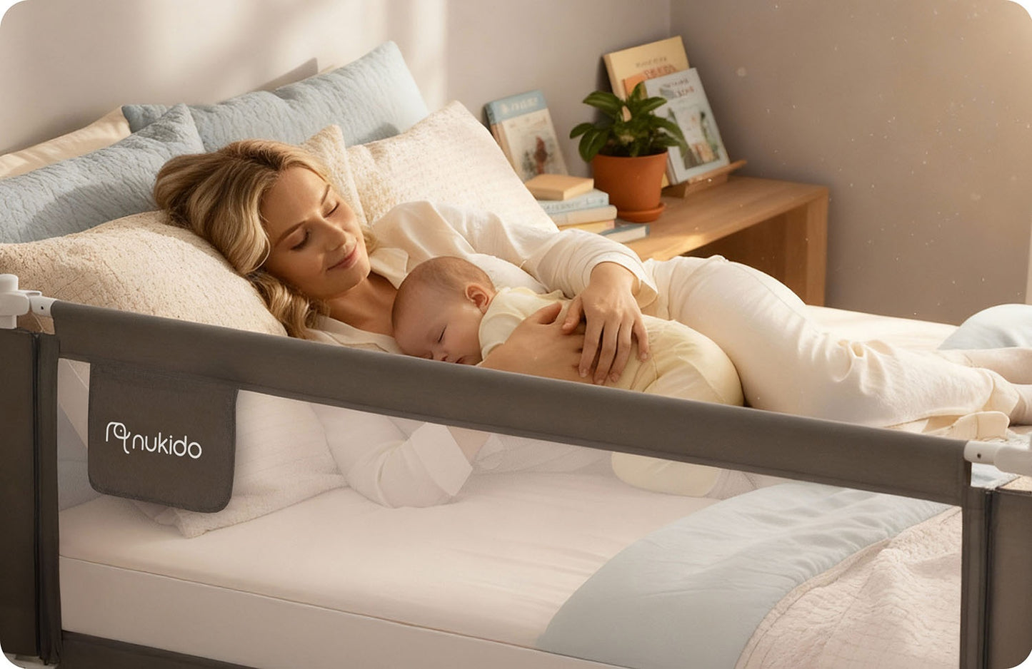 Bed Safety Rail Guard with Lock, 180 cm, Grey
