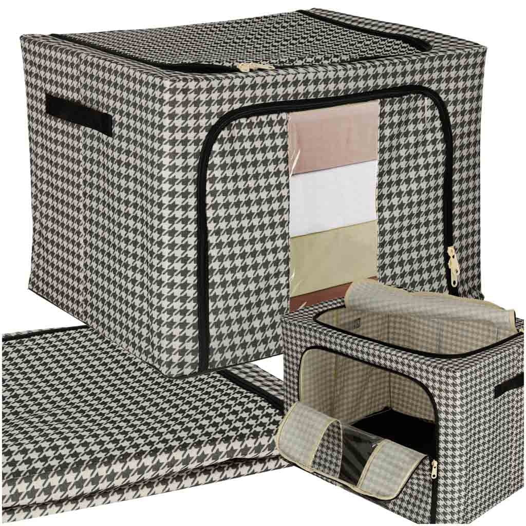 Bedding organizer for closet with rack white black 100L