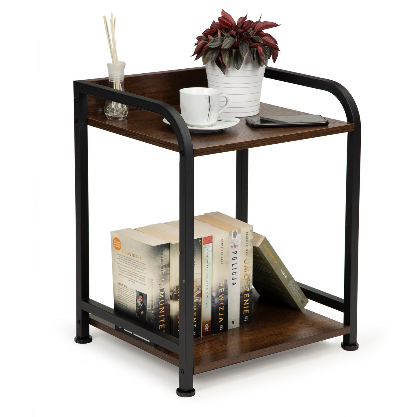 Bedside table 2 tier loft drawer shelves