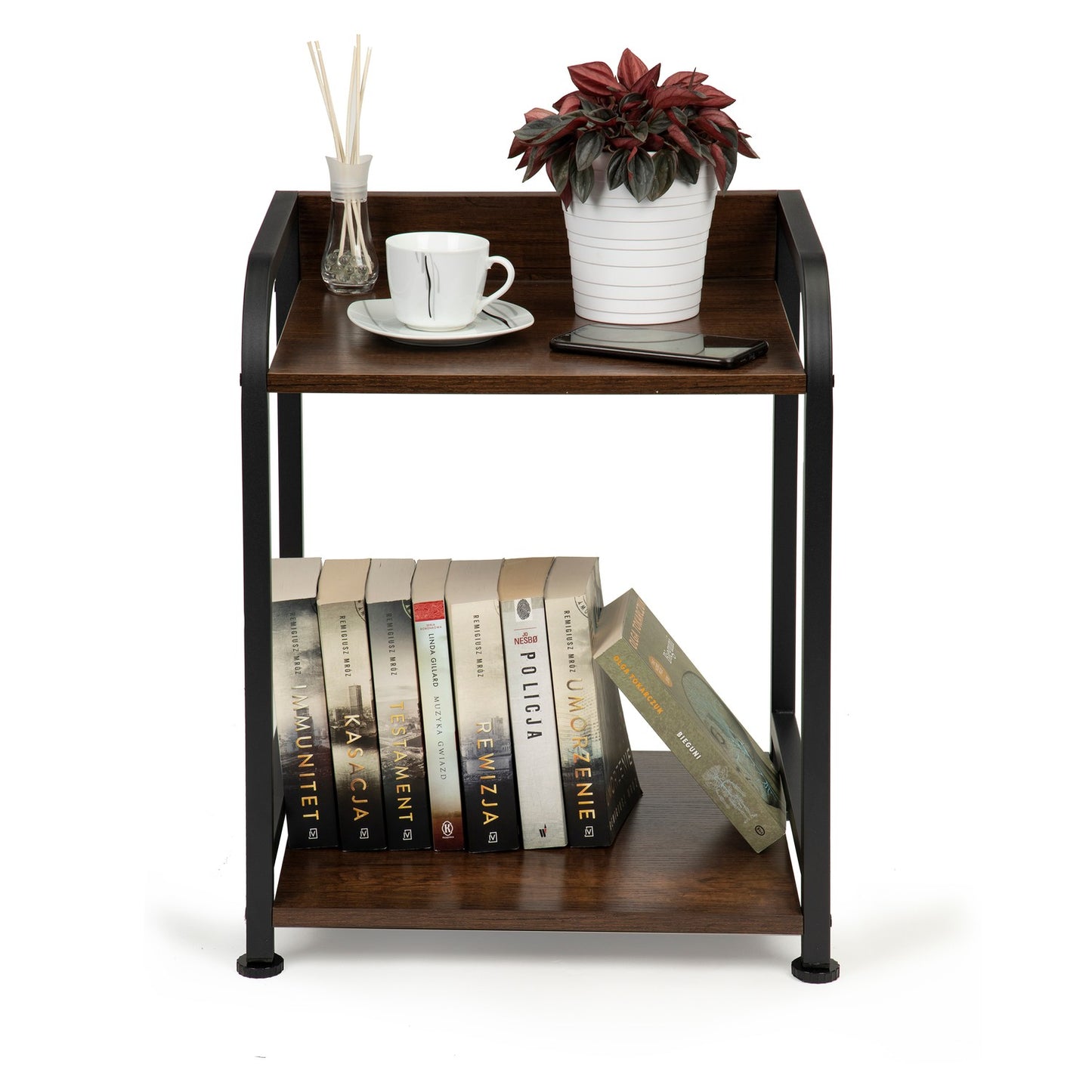 Bedside table 2 tier loft drawer shelves