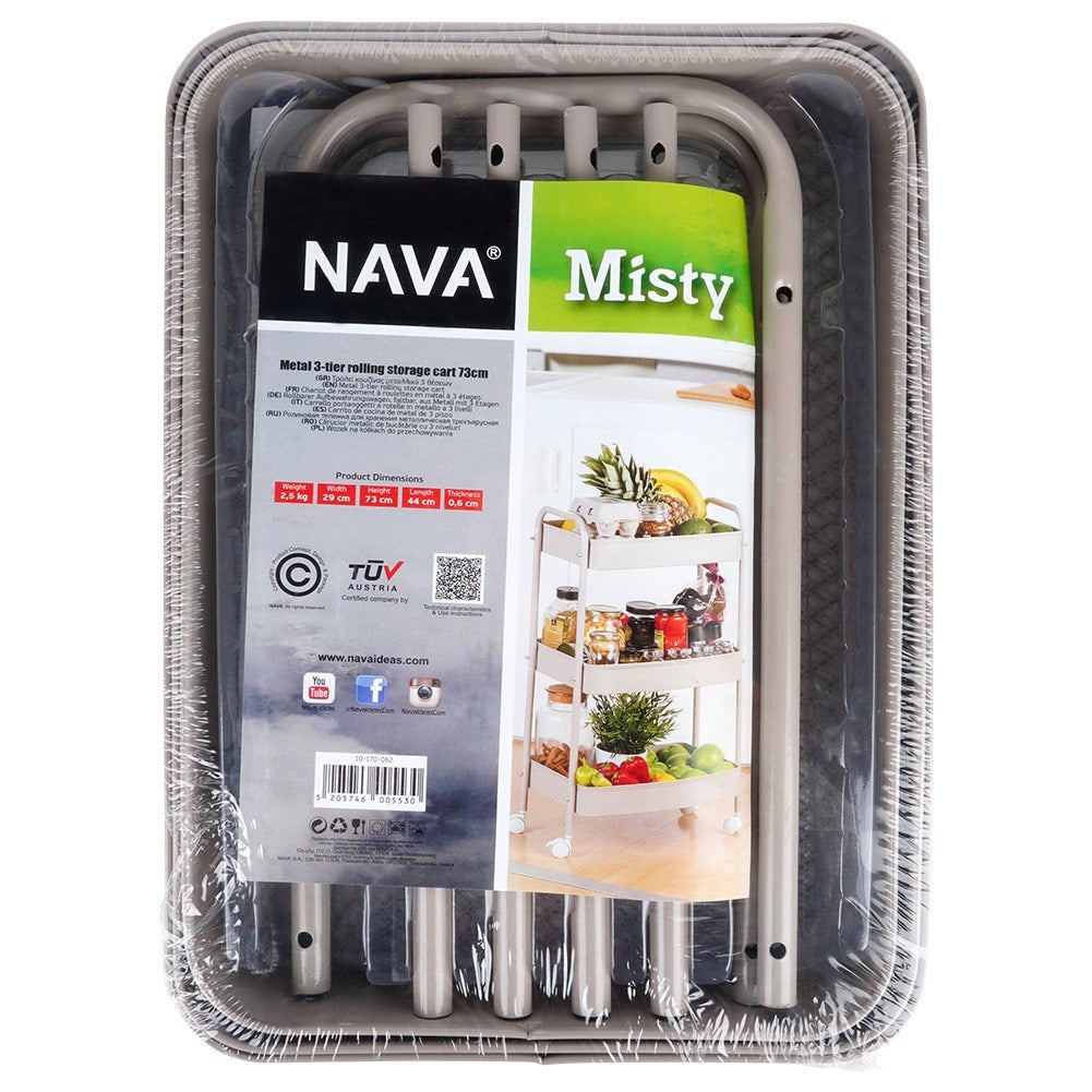 Beige 3-tier metal storage cart MISTY