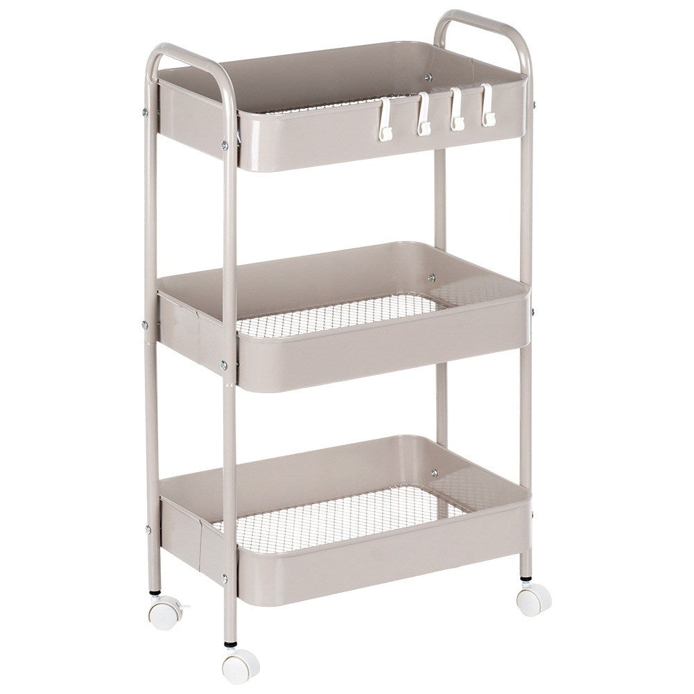 Beige 3-tier metal storage cart MISTY