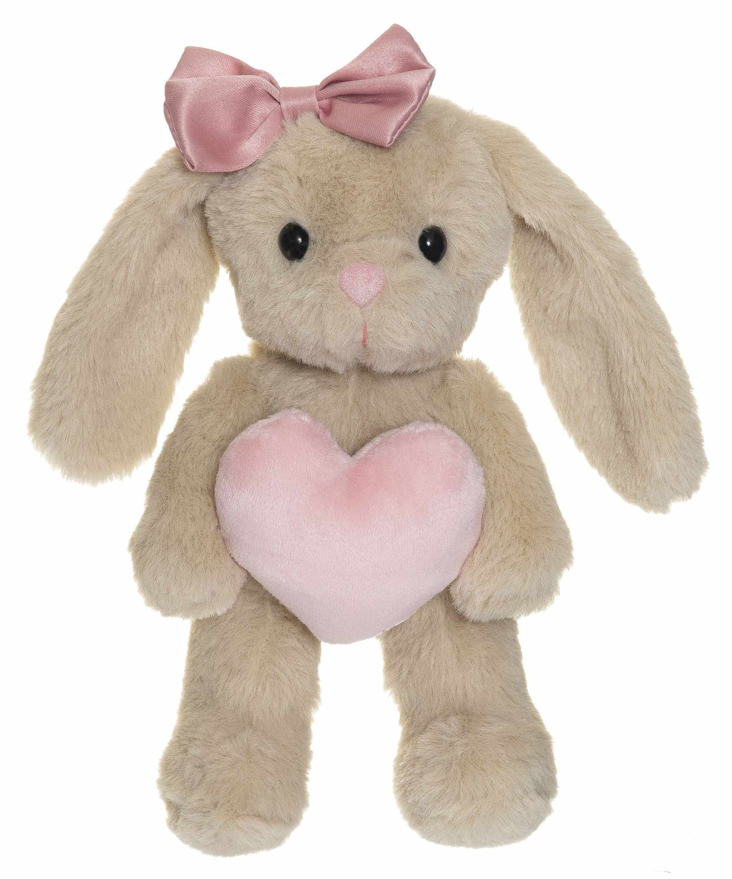 Beige Bunny Plush Toy with Heart, 20 cm