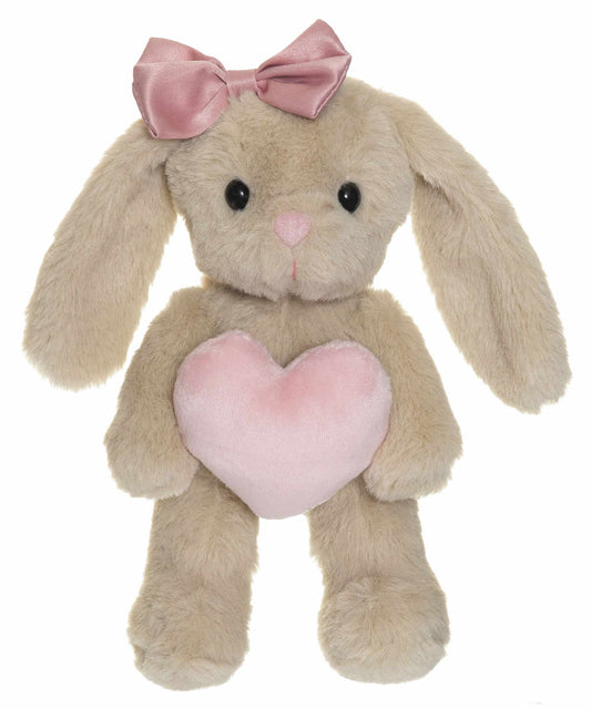 Beige Bunny Plush Toy with Heart, 20 cm