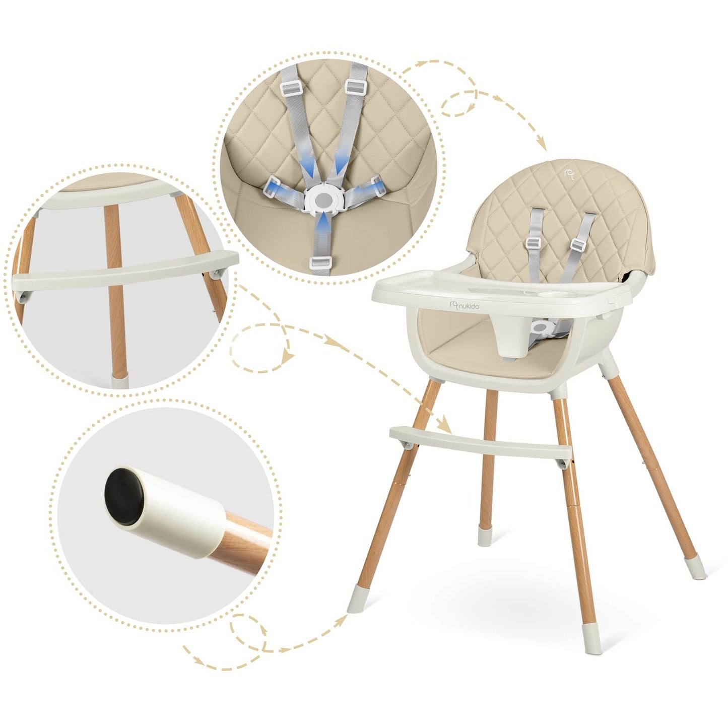 Beige Dining Chair for Children Nukido Lilo