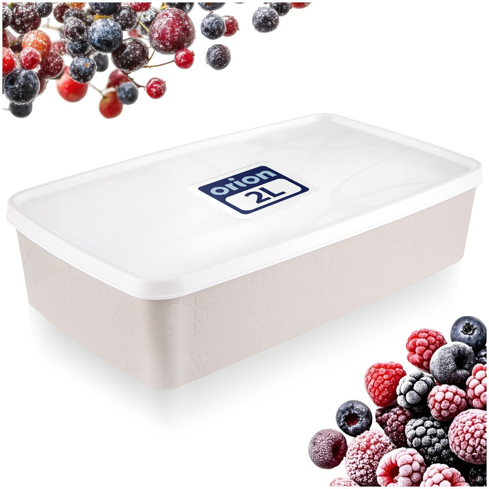 Beige Food Container with Lid, 2L Capacity
