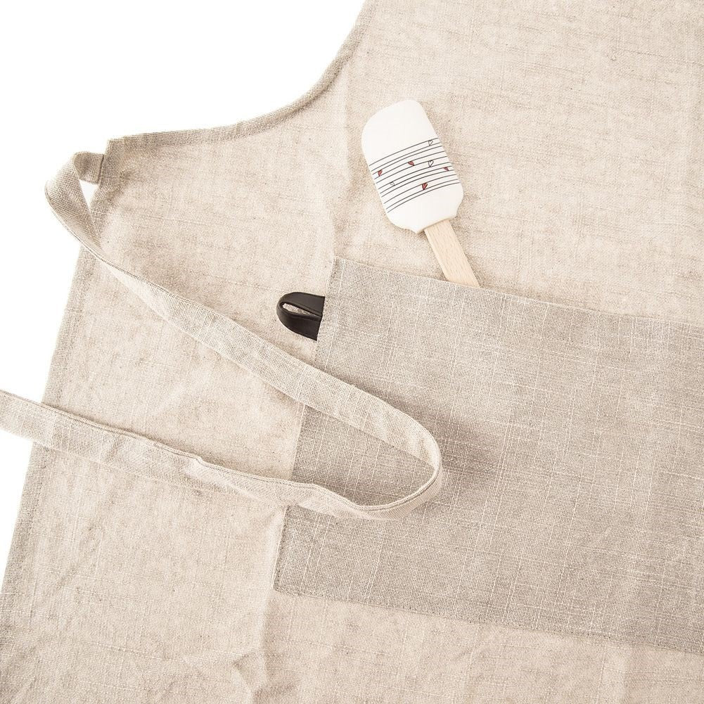 Beige Kitchen Apron in Cotton for Cooking and Baking