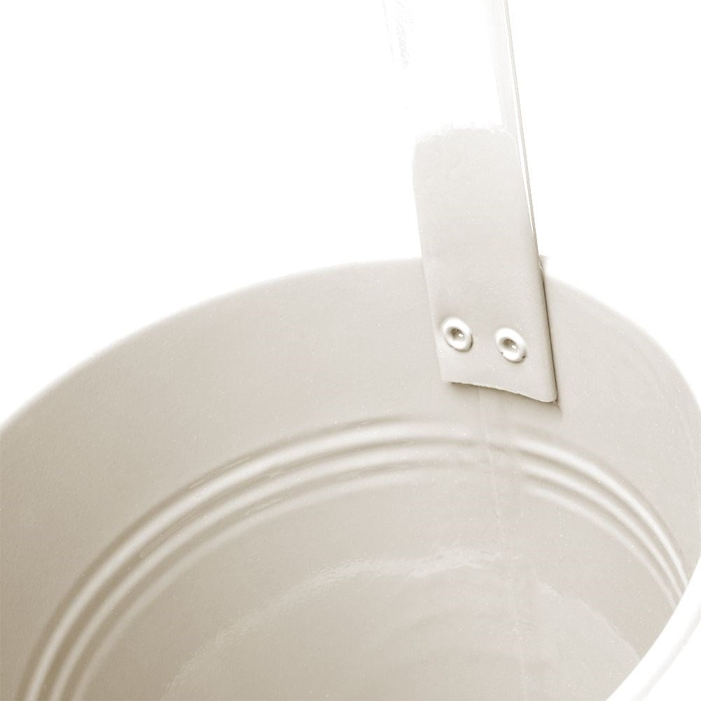 Beige Metal Pot with Handle for Balcony and Terrace
