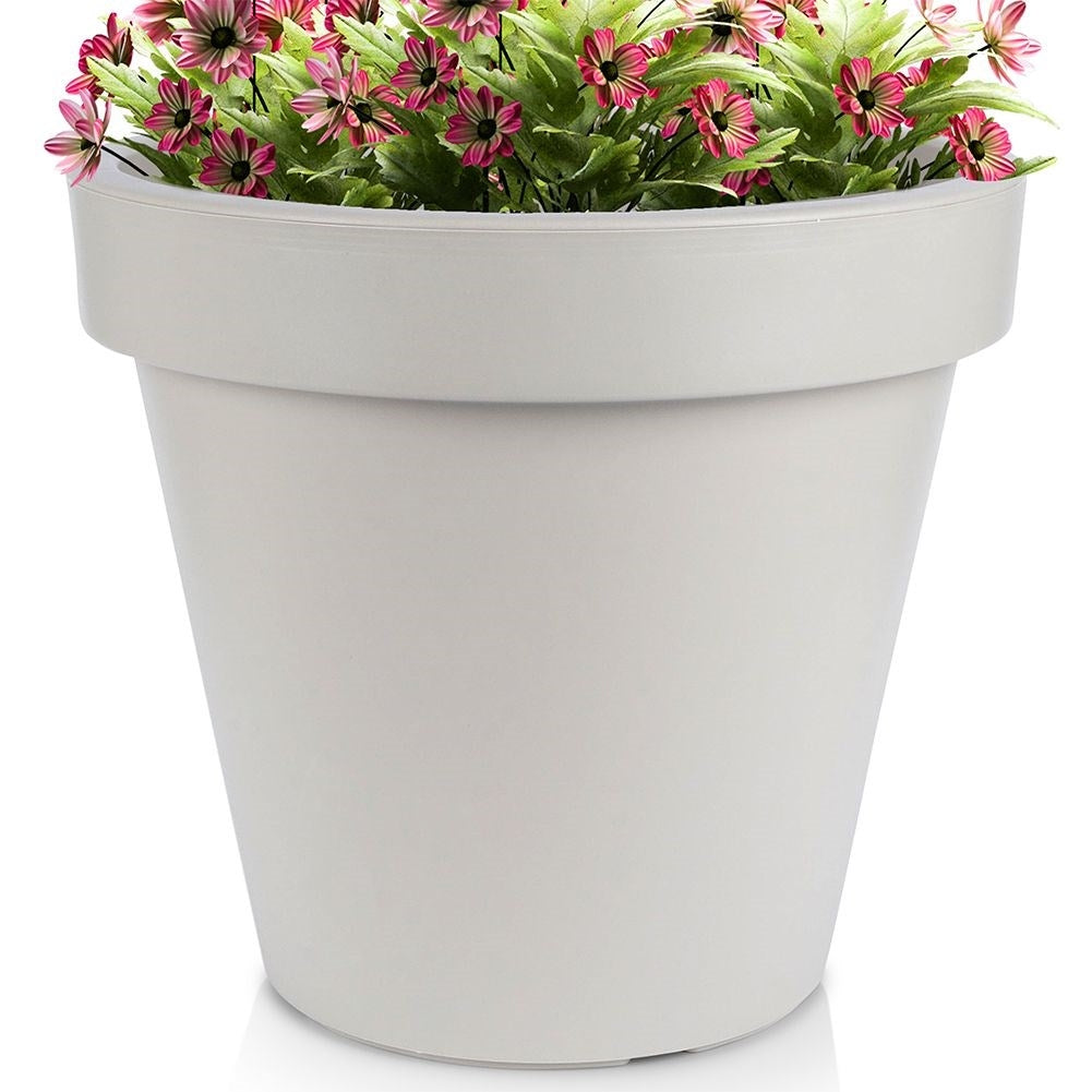 Beige Weatherproof Flower Pot in High Quality Plastic