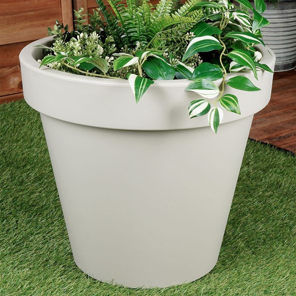 Beige Weatherproof Flower Pot in High Quality Plastic