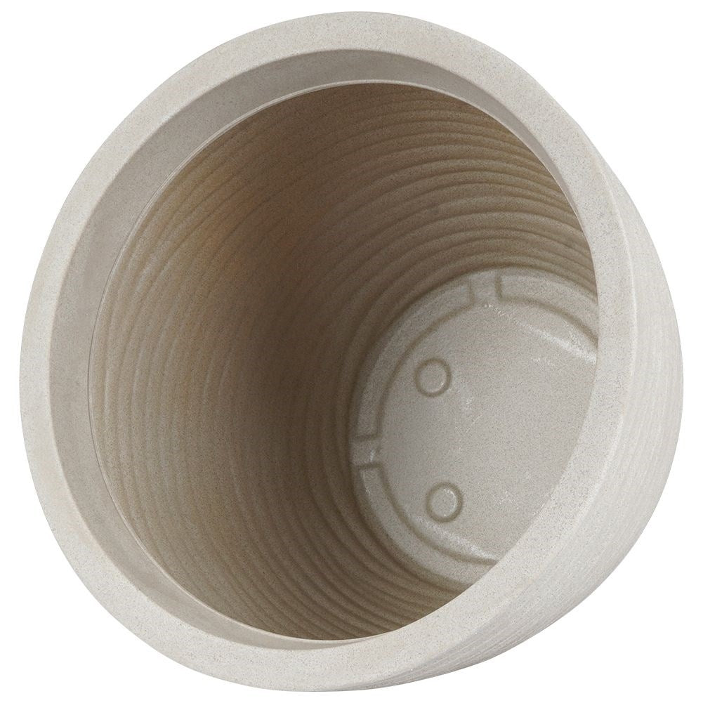 Beige stone imitation flowerpot with decorative pattern