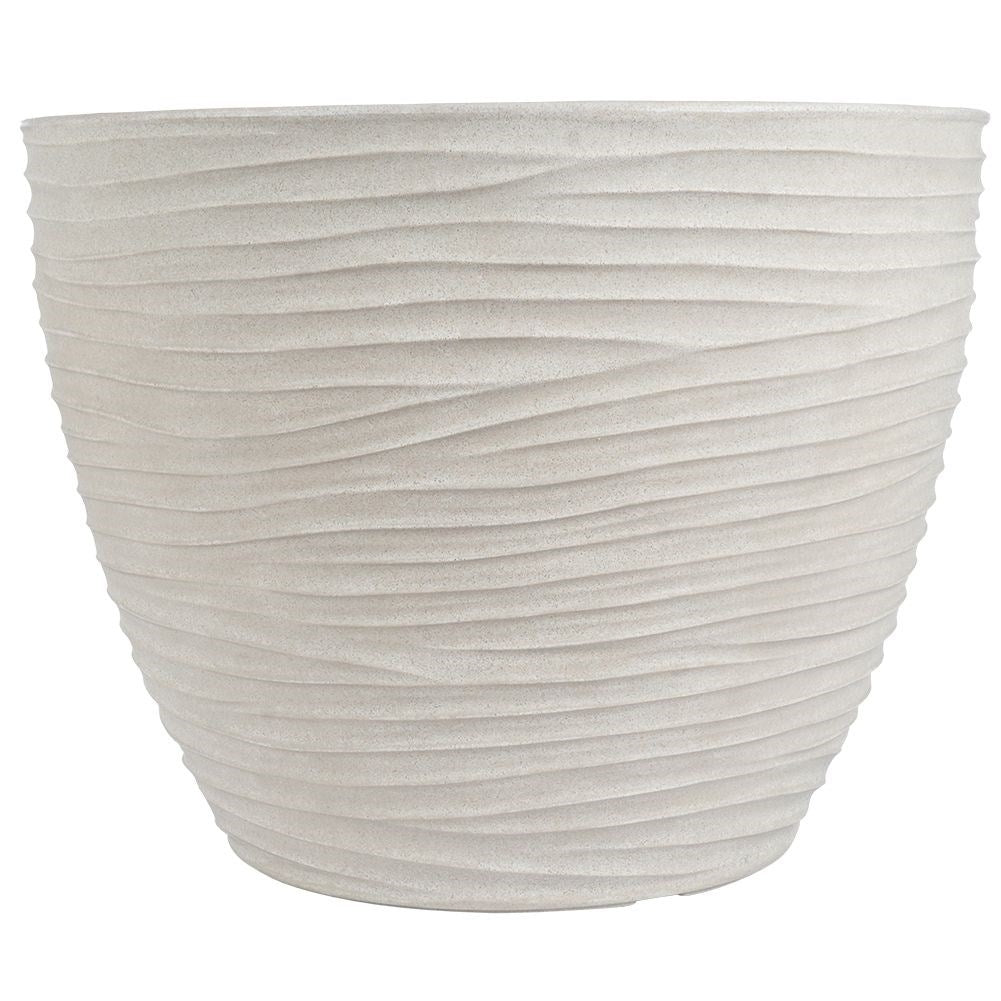 Beige stone imitation flowerpot with decorative pattern