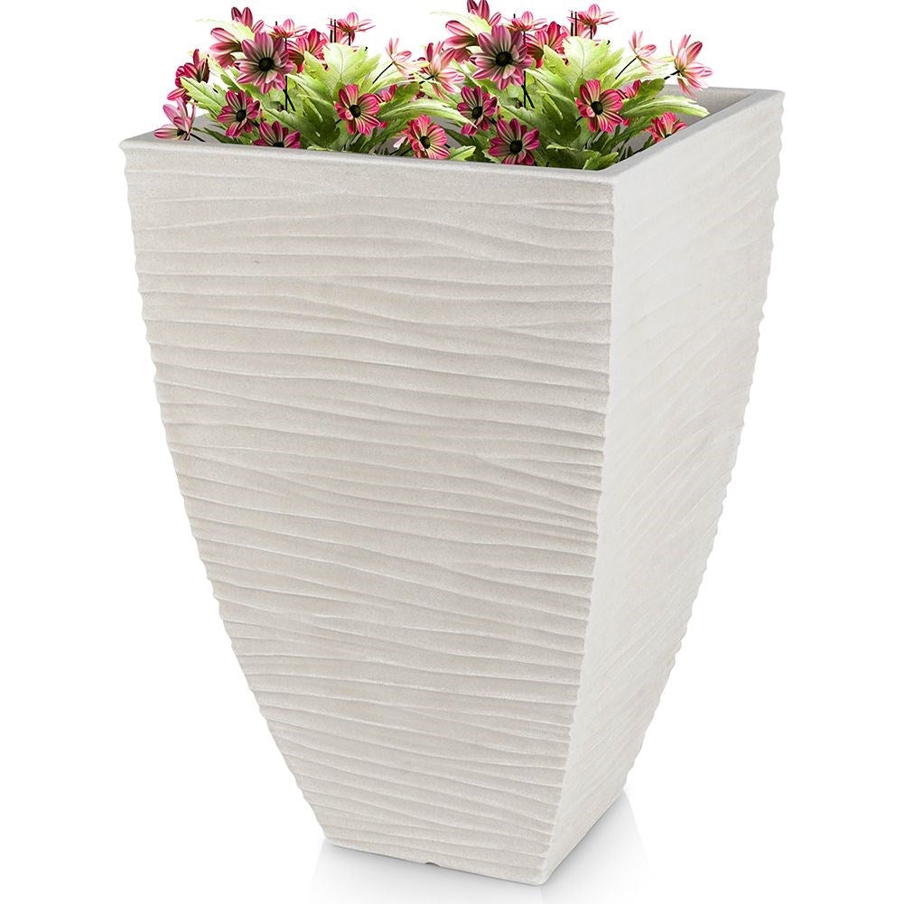 Beige weatherproof pot with stone pattern for garden