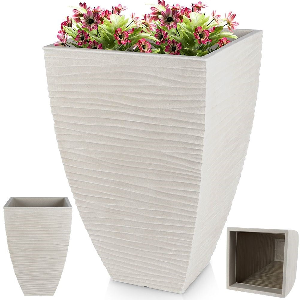Beige weatherproof pot with stone pattern for garden