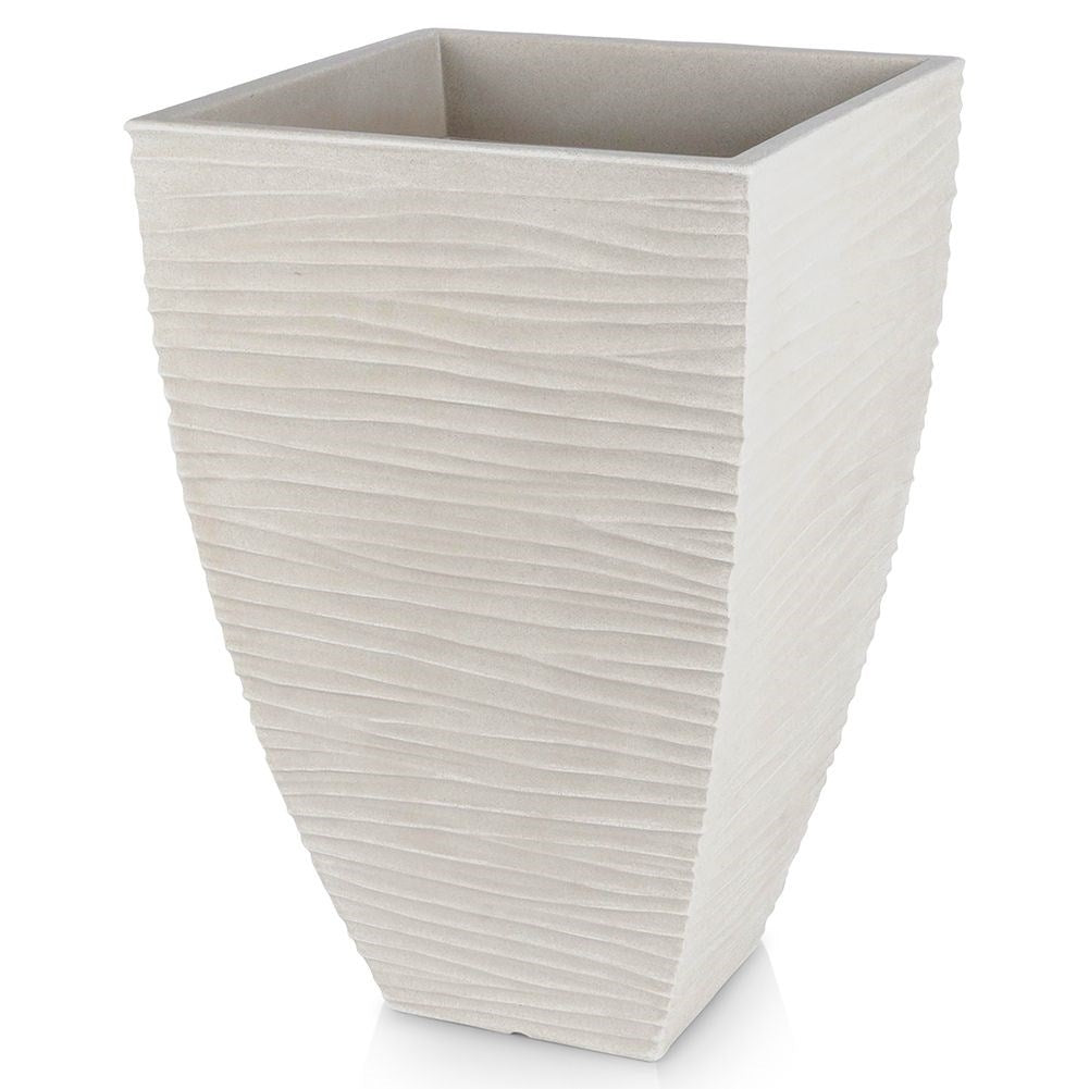 Beige weatherproof pot with stone pattern for garden