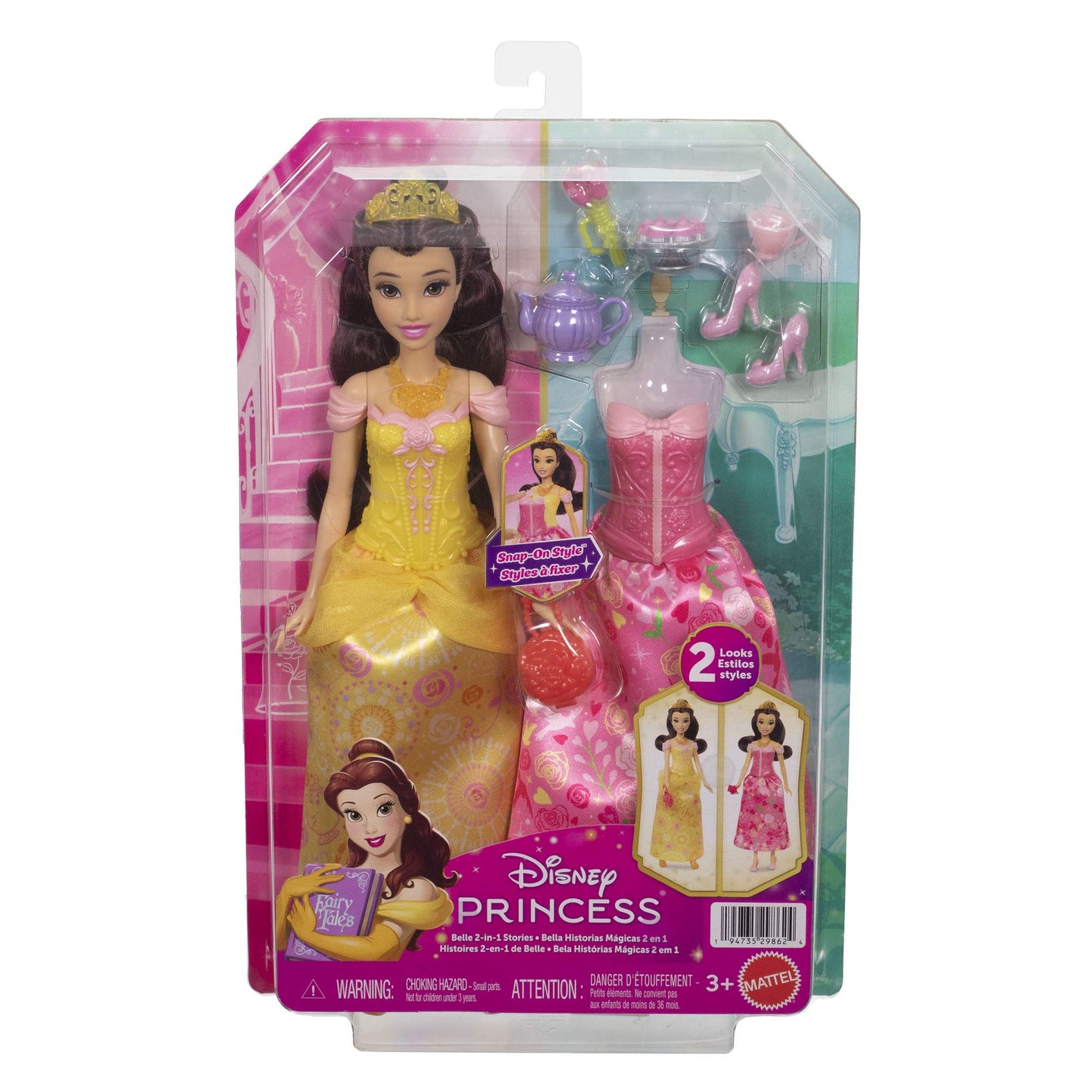 Belle Doll Set with Yellow Ball Gown & Pink Tea Outfit