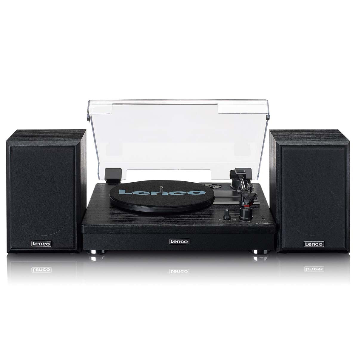 Belt drive wooden Record Player with Bluetooth reception transmisson and 2 external speakers