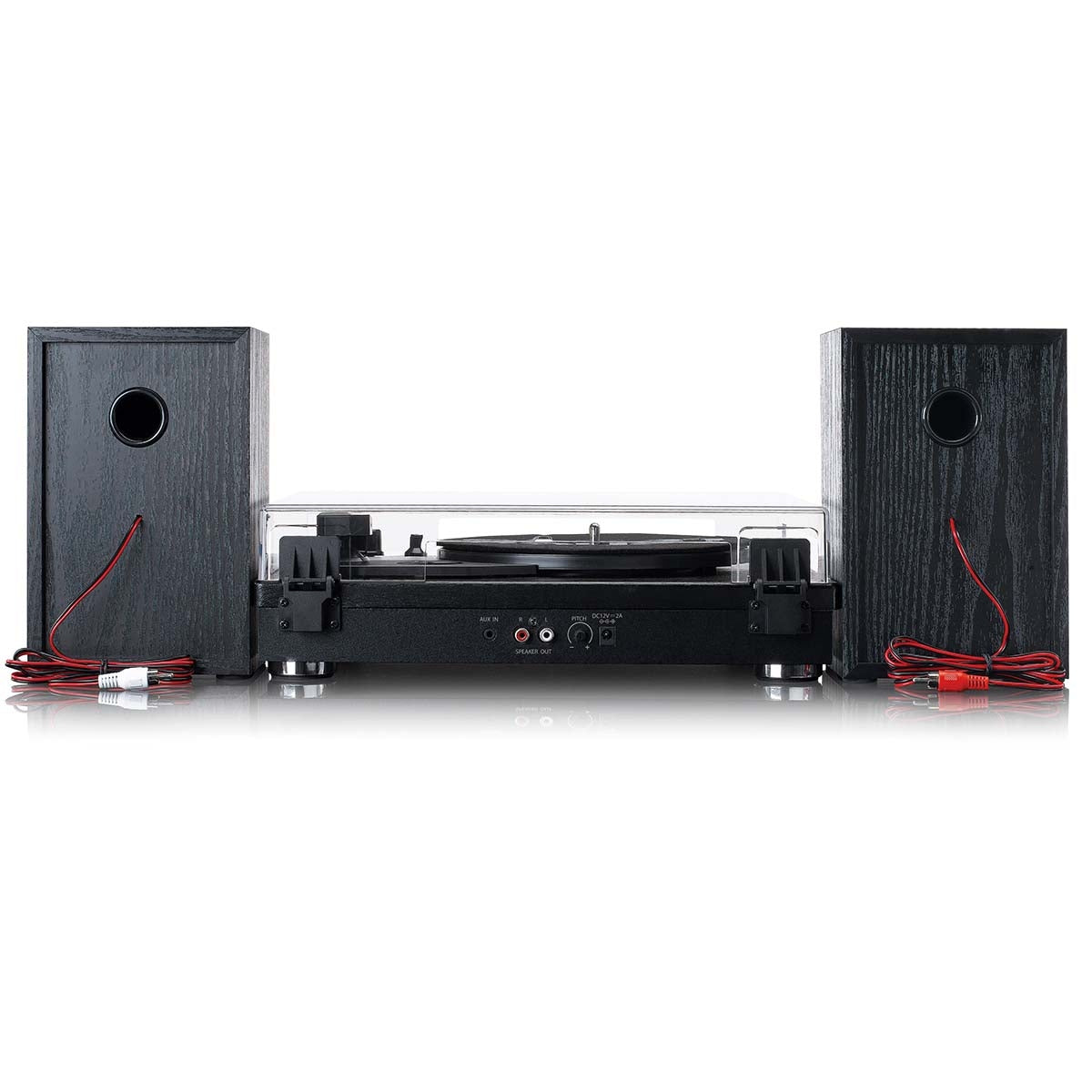 Belt drive wooden Record Player with Bluetooth reception transmisson and 2 external speakers