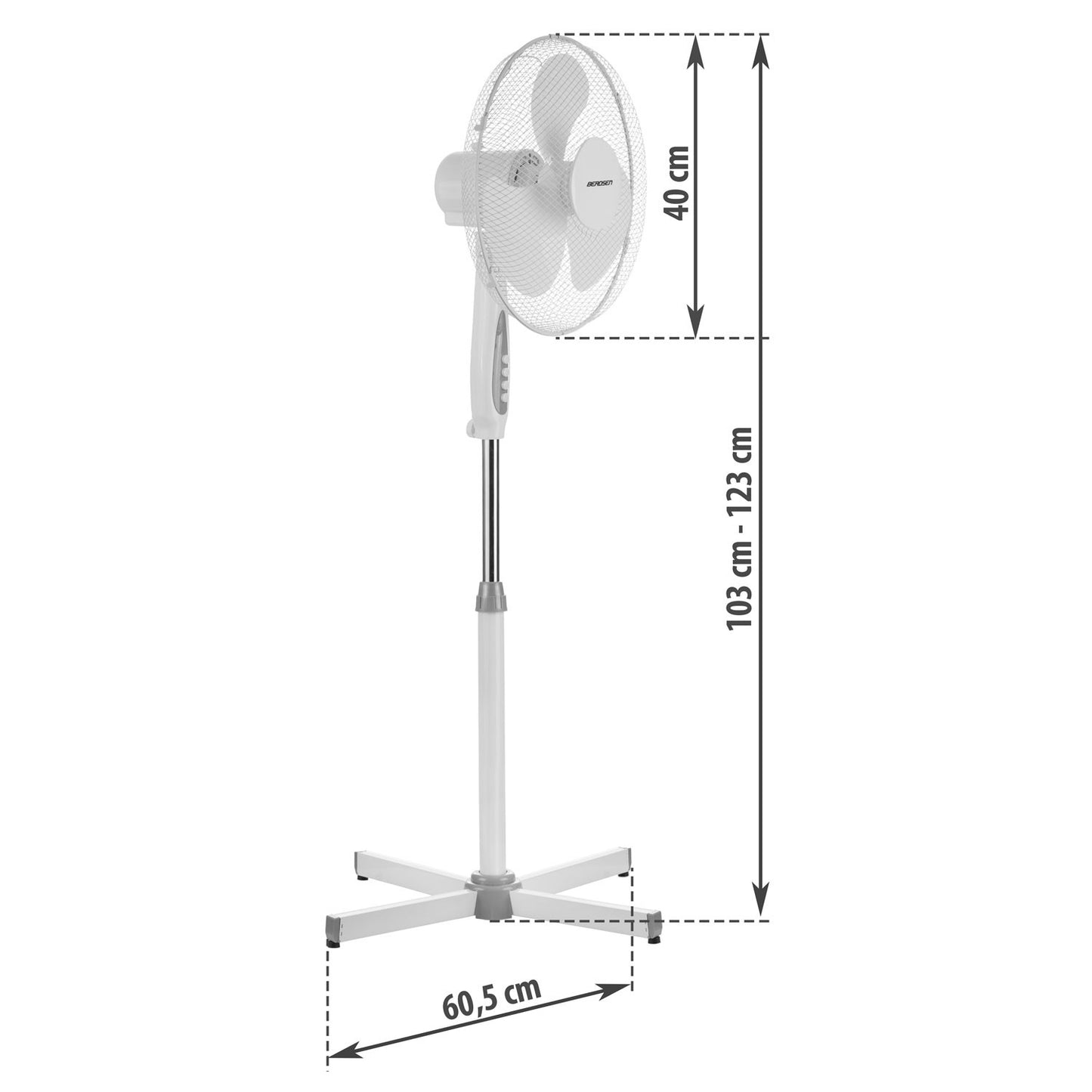 Berdsen 355000 white and gray floor fan