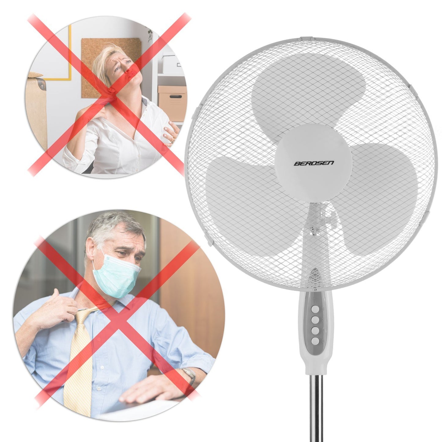 Berdsen 355000 white and gray floor fan