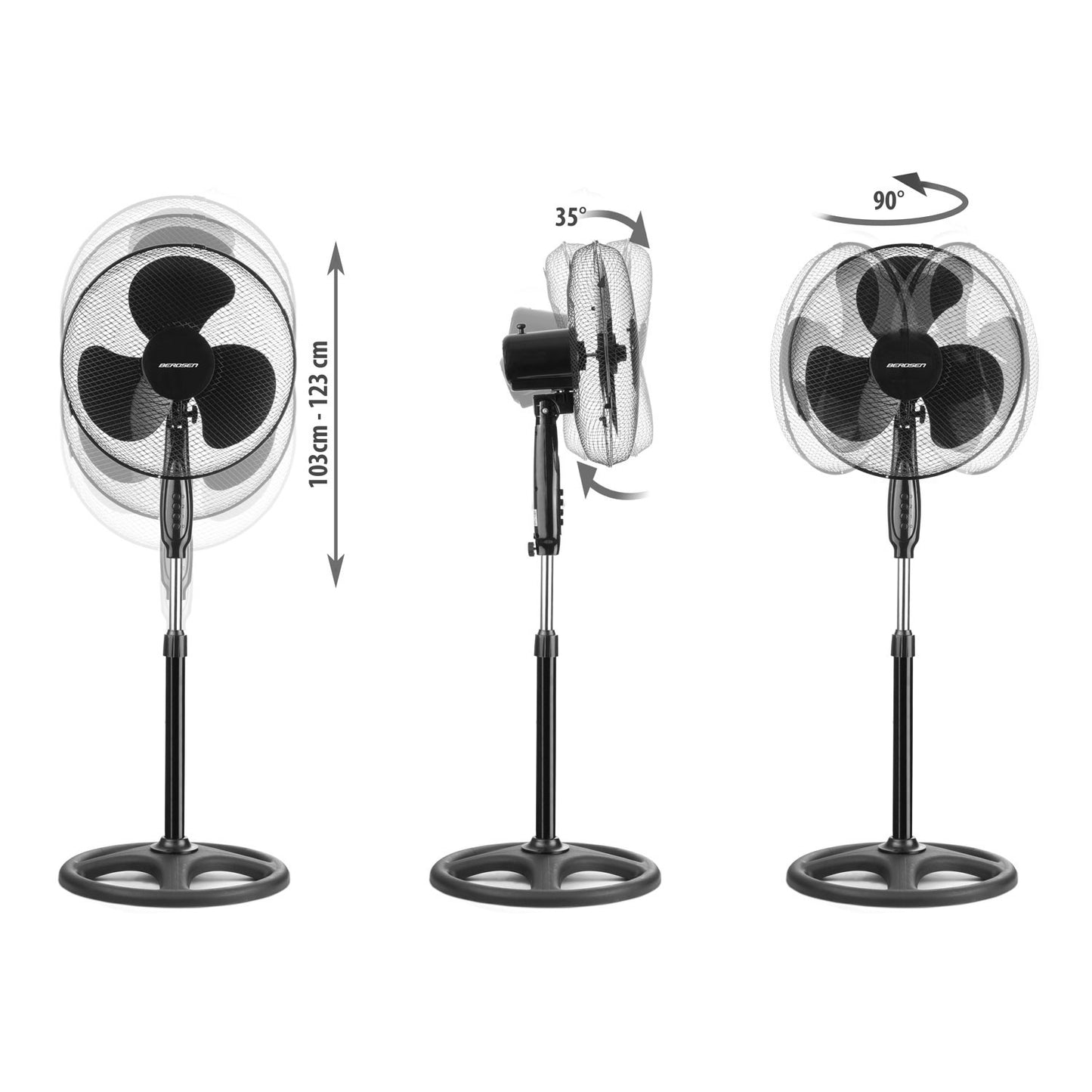 Berdsen 355010 black floor fan