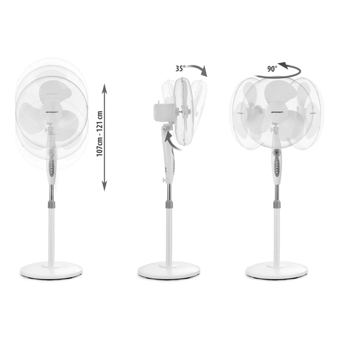 Berdsen 355100 white-gray floor fan