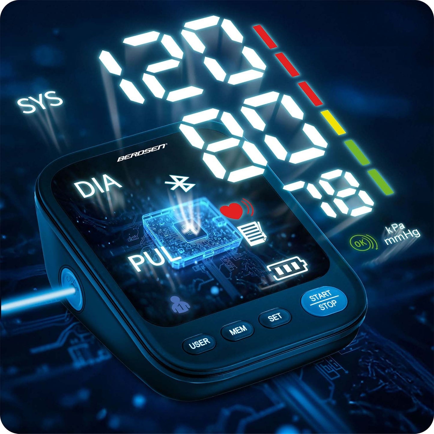 Berdsen BD-123 upper arm blood pressure monitor with Polish messages and Bluetooth