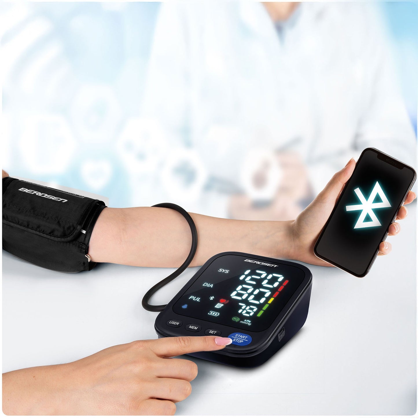 Berdsen BD-123 upper arm blood pressure monitor with Polish messages and Bluetooth