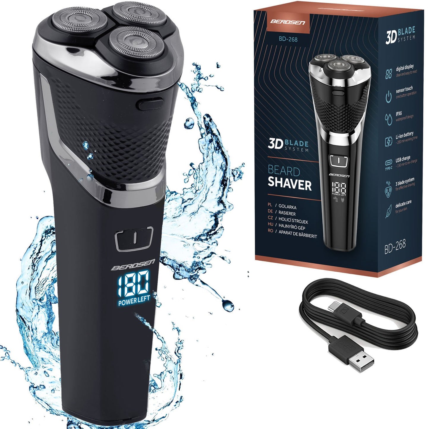 Berdsen BD-268 electric shaver, black