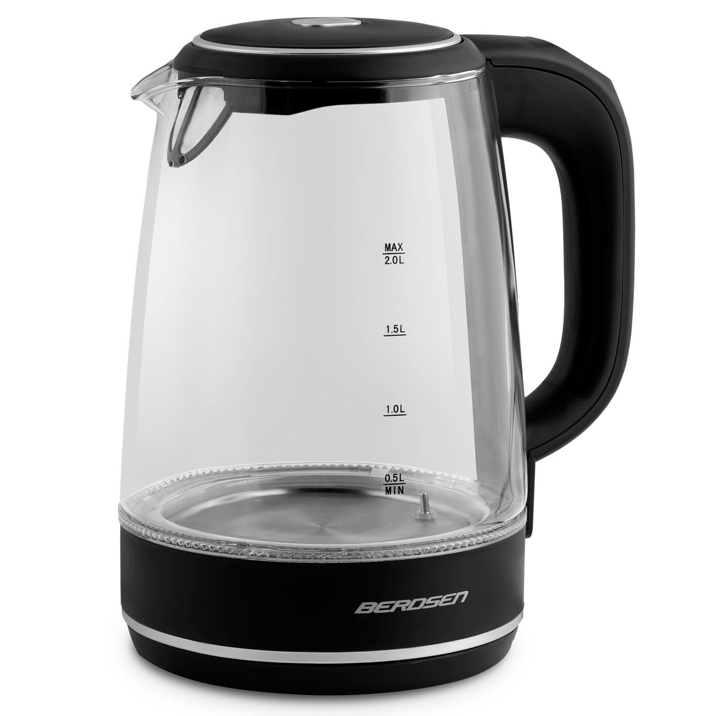 Berdsen BD-702 black glass electric kettle 2L