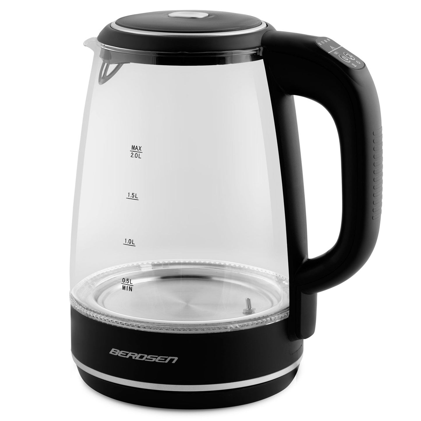 Berdsen BD-702 black glass electric kettle 2L