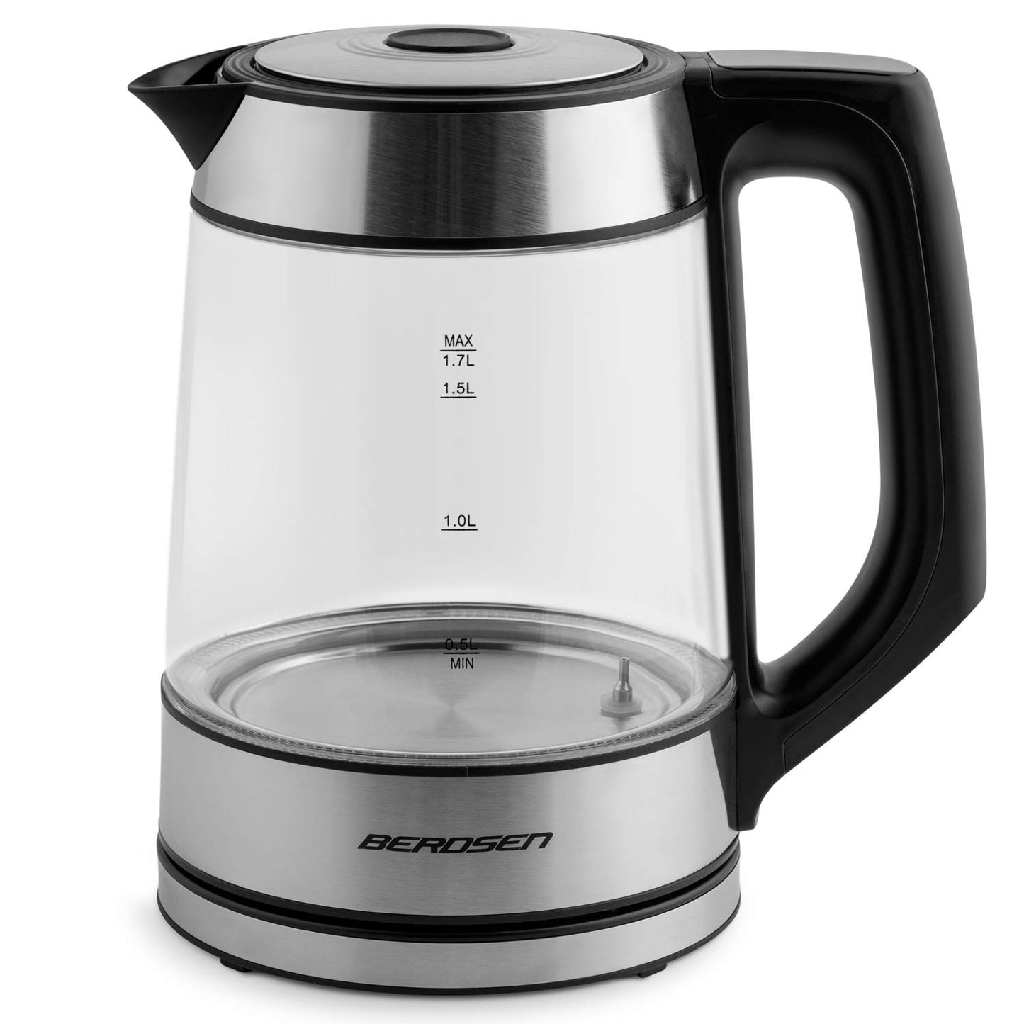 Berdsen BD-704 glass electric kettle 1.7L, black and silver