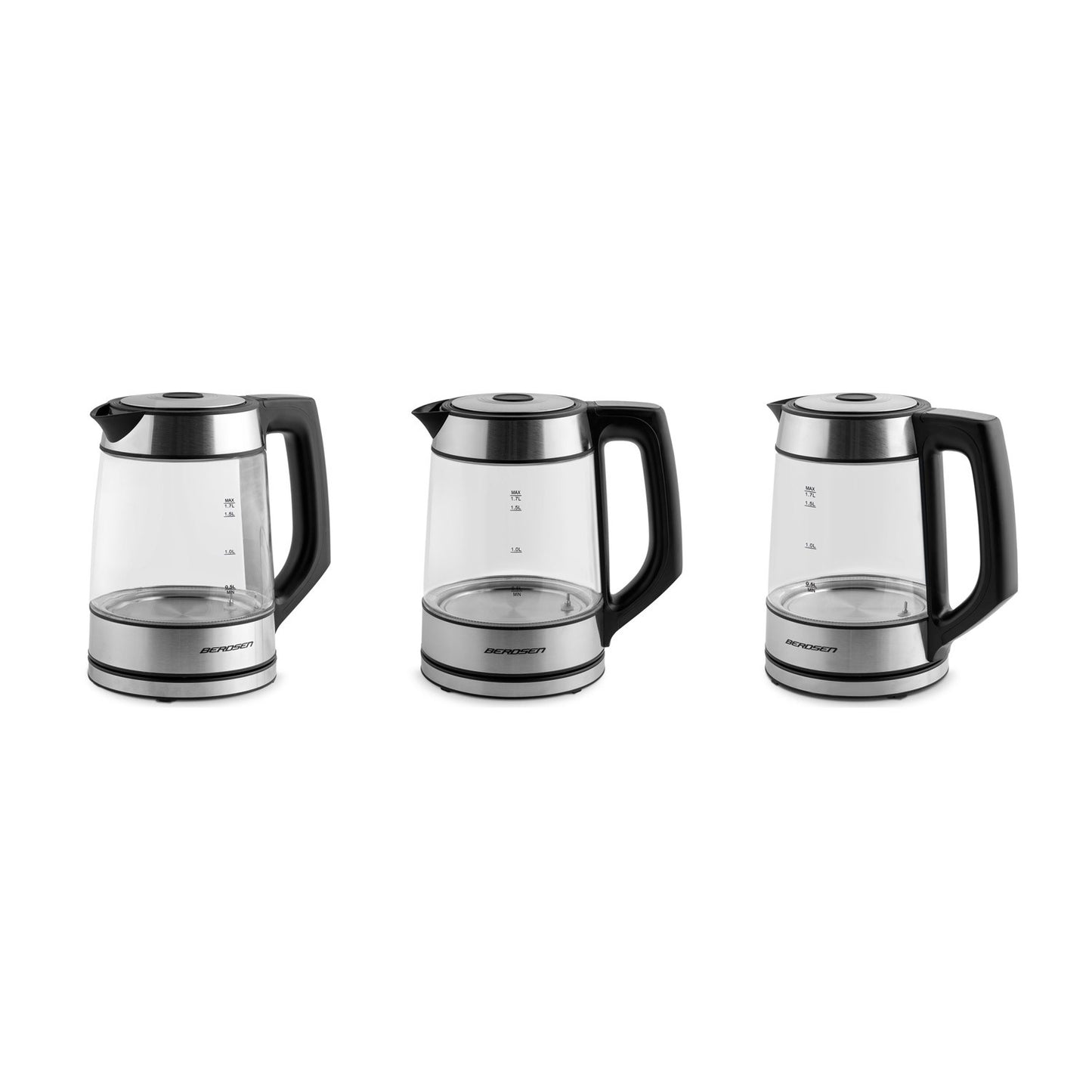 Berdsen BD-704 glass electric kettle 1.7L, black and silver