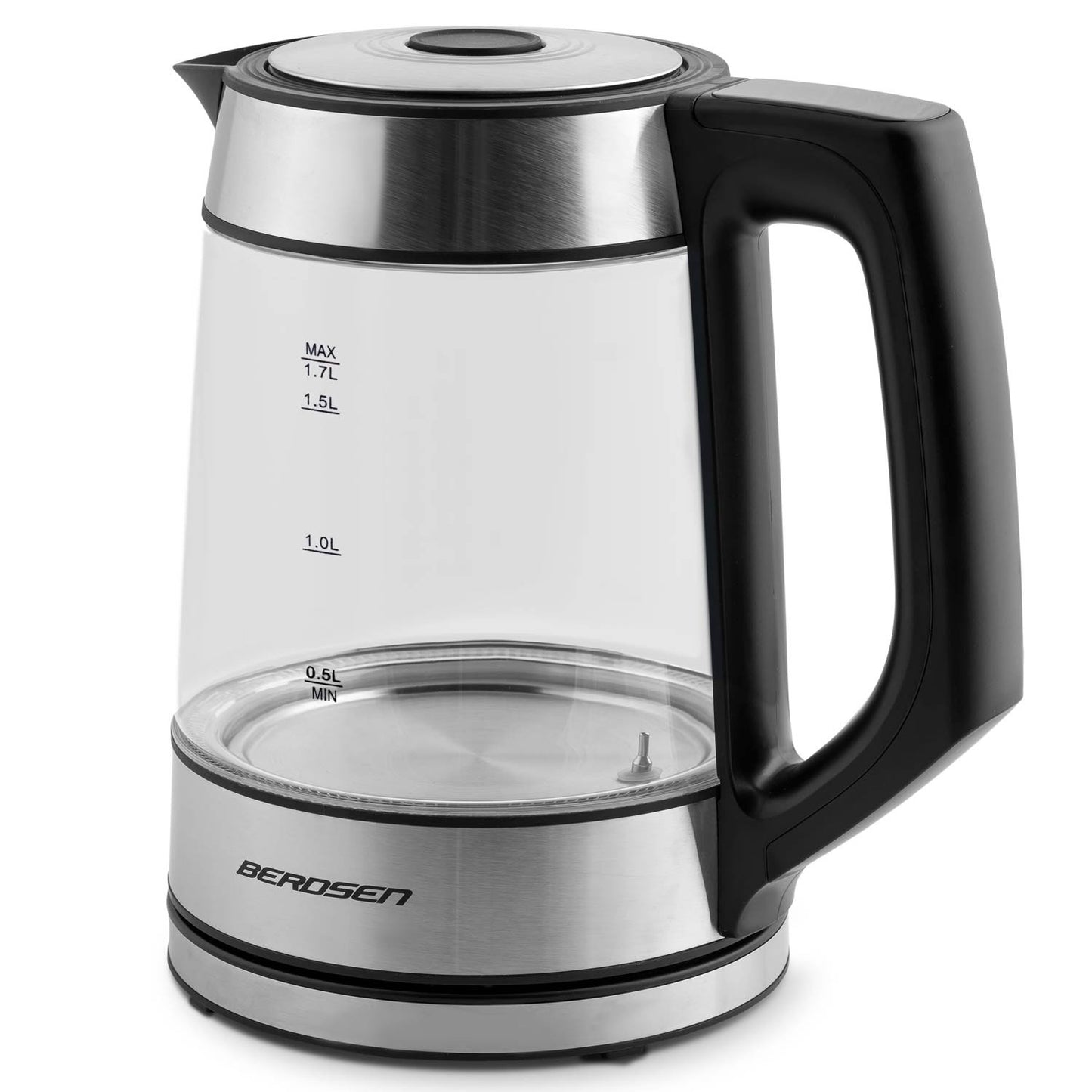 Berdsen BD-704 glass electric kettle 1.7L, black and silver