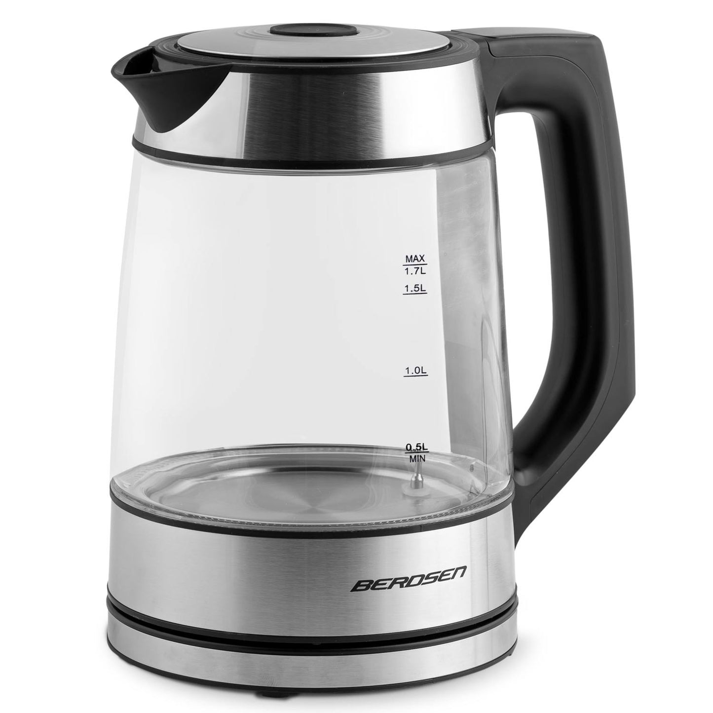 Berdsen BD-704 glass electric kettle 1.7L, black and silver